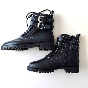 NWOT Rebecca Minkoff Black Combat Boots, Stud Boots, Buckled Boots, Size 6